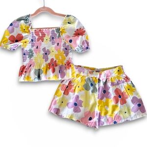 Floral Smocked Top and Shorts Set